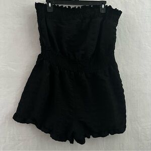 Shein Curve Romper Women’s XXL Black Smocked Strapless Boho Flowy